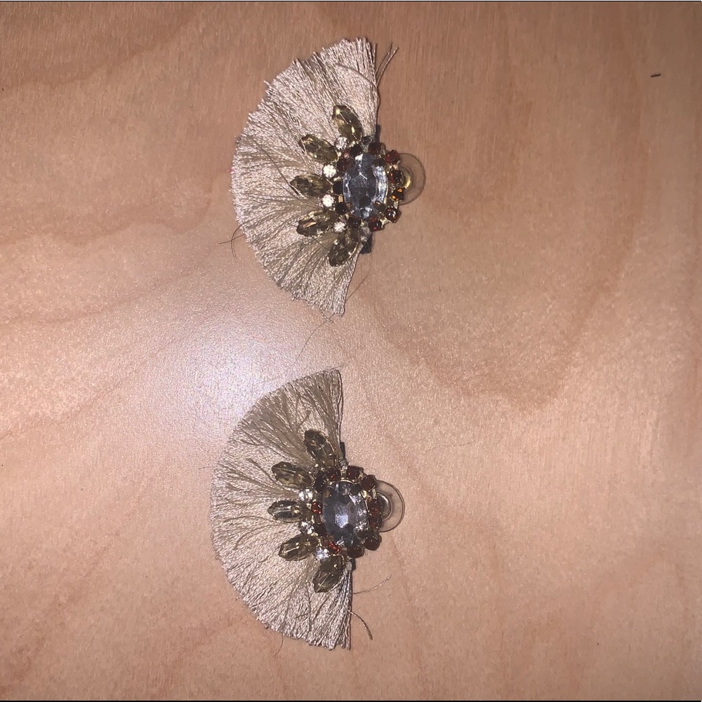 Handmade cream fringe earrings